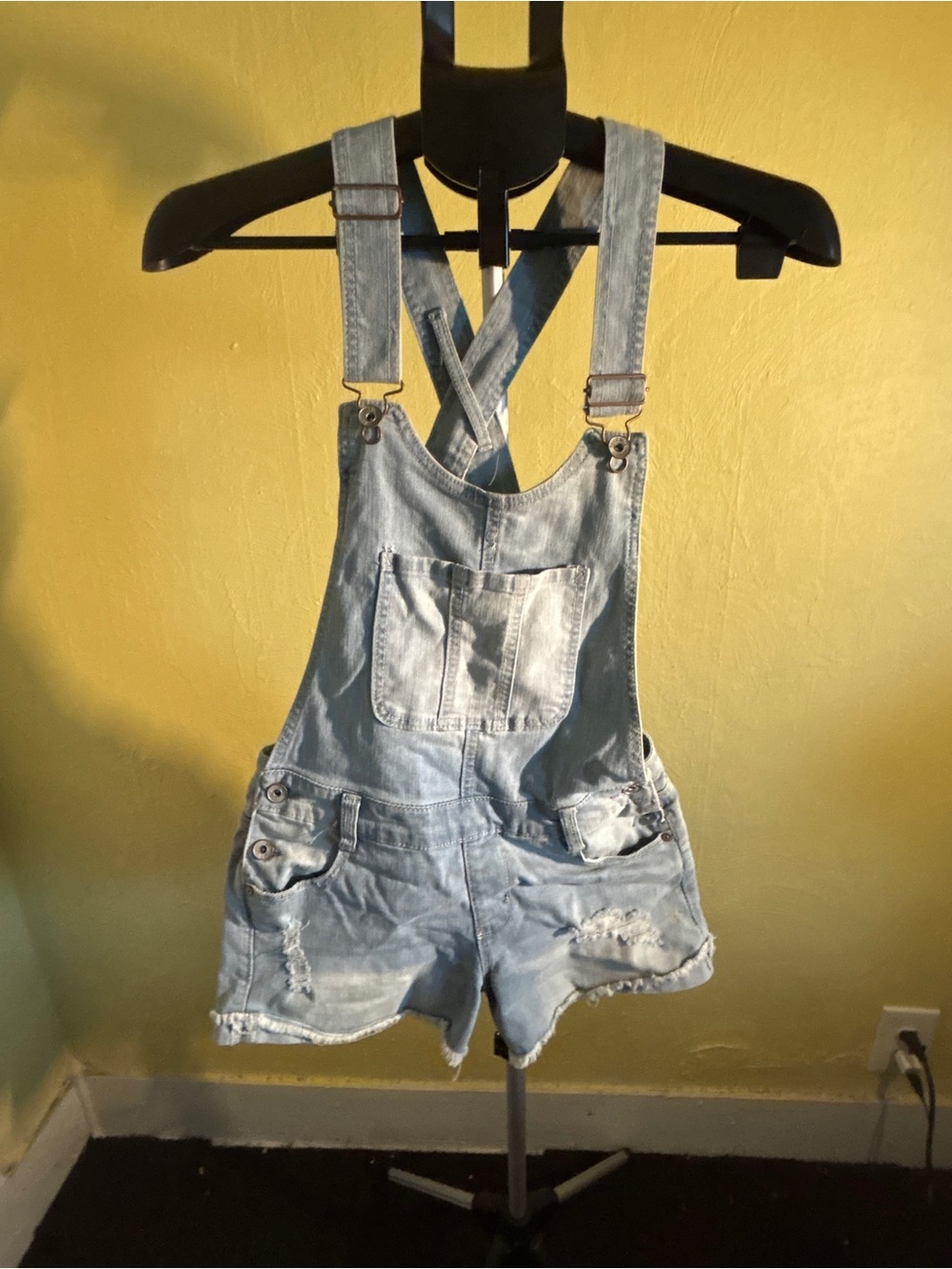Wallflower Light Wash Denim Overalls